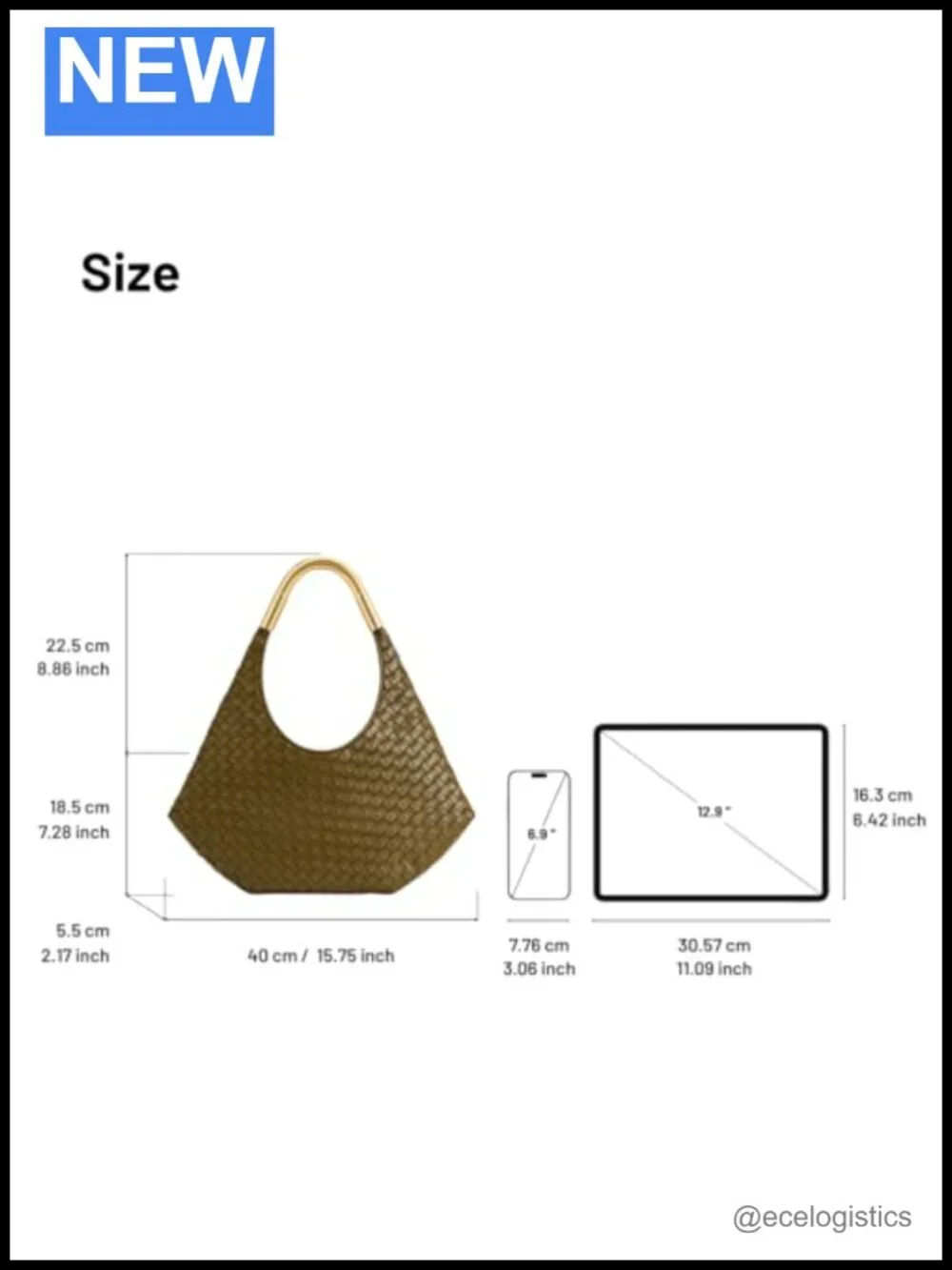 Hand-Woven Metal Handle Hobo Bag Vegan Leather Shoulder Purse